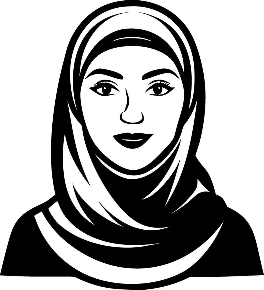 Elegant Muslim Woman Portrait in Hijab for Cultural Representation and Design Projects vector