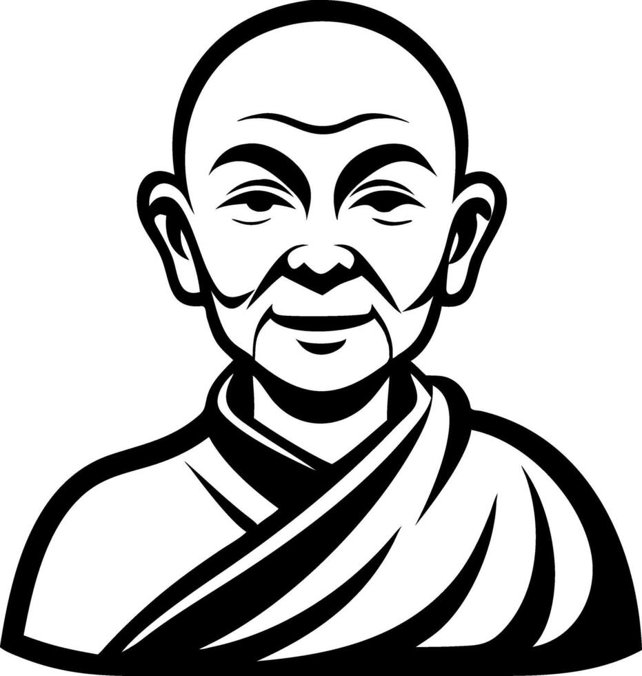 Traditional Asian Monk Illustration for Zen Art Designs and Meditation Themes vector
