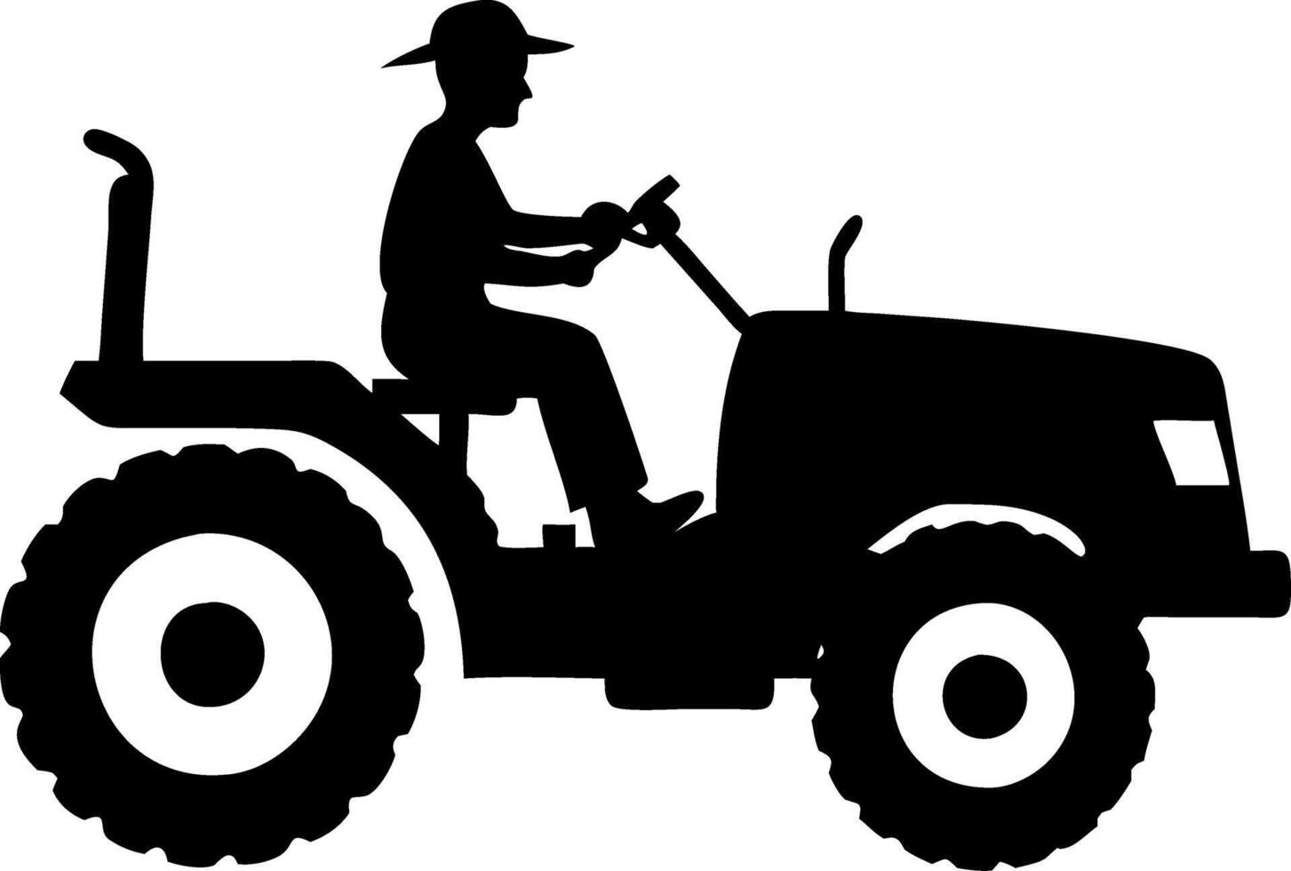 Silhouette of Farmer Driving Tractor for Agriculture and Farming Illustrations vector