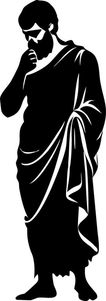 Thoughtful Ancient Philosopher Silhouette Design for Tattoos and work vector