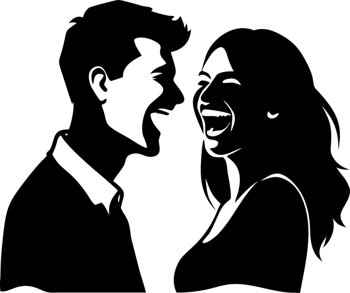 Couple Laughing Together in Silhouette Perfect for Romantic Designs and Illustrations vector