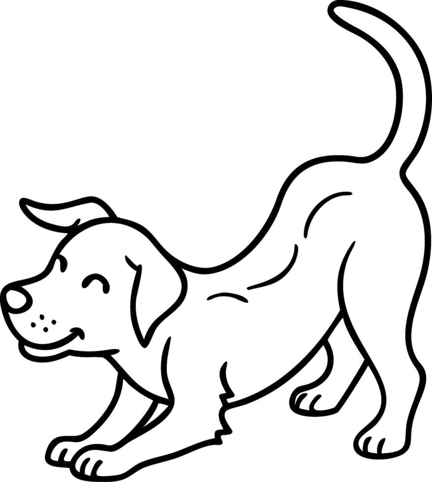 Playful Stretching Dog Outline for Kids Coloring Pages and Fun Tattoo Designs vector