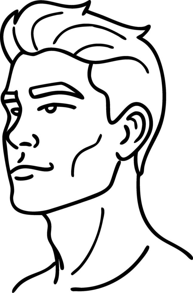 Stylized Male Portrait Line Art for Tattoo Design and Coloring Book Illustrations vector