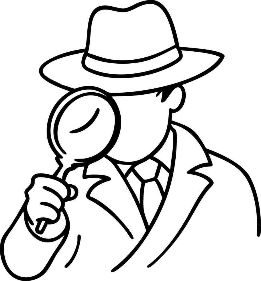 Detective Character with Magnifying Glass for Mystery Theme Designs and Illustrations vector
