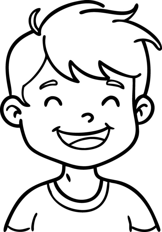 Happy Smiling Boy Character Outline for Kids Coloring Book and Creative Projects vector