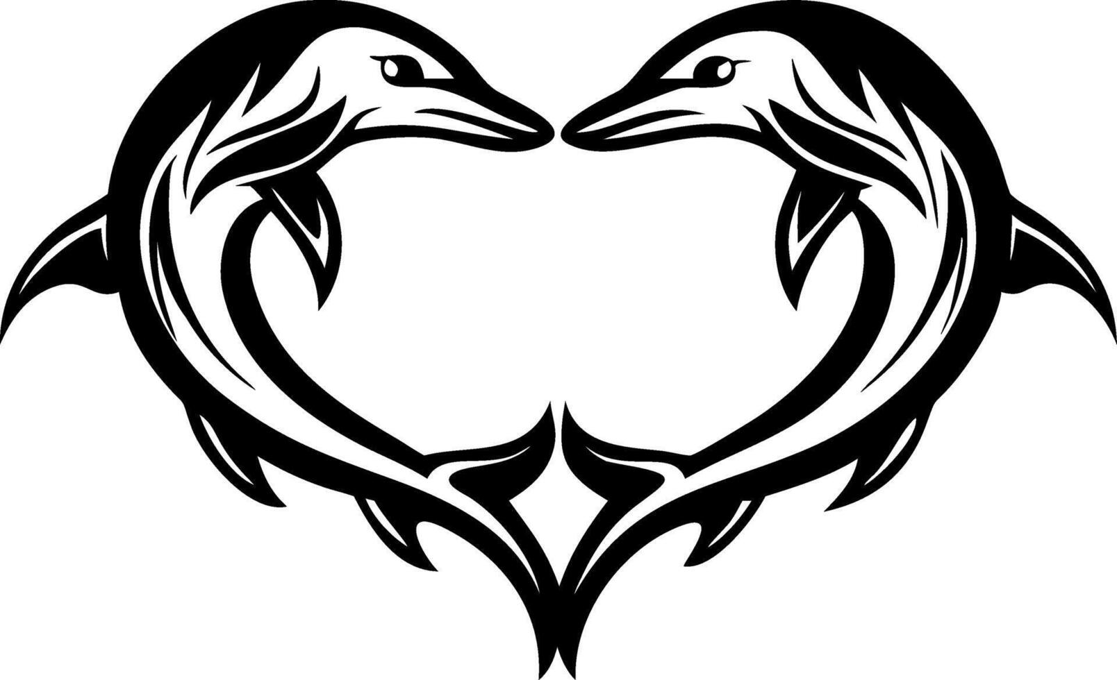 Heart-Shaped Dolphin Embrace Tribal Design for Tattoo and Artwork Inspiration vector
