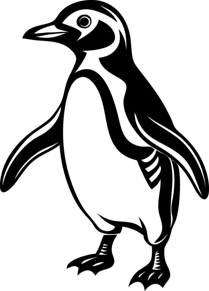 Stylized Penguin Illustration for Tattoo Design and Childrens Coloring Book vector