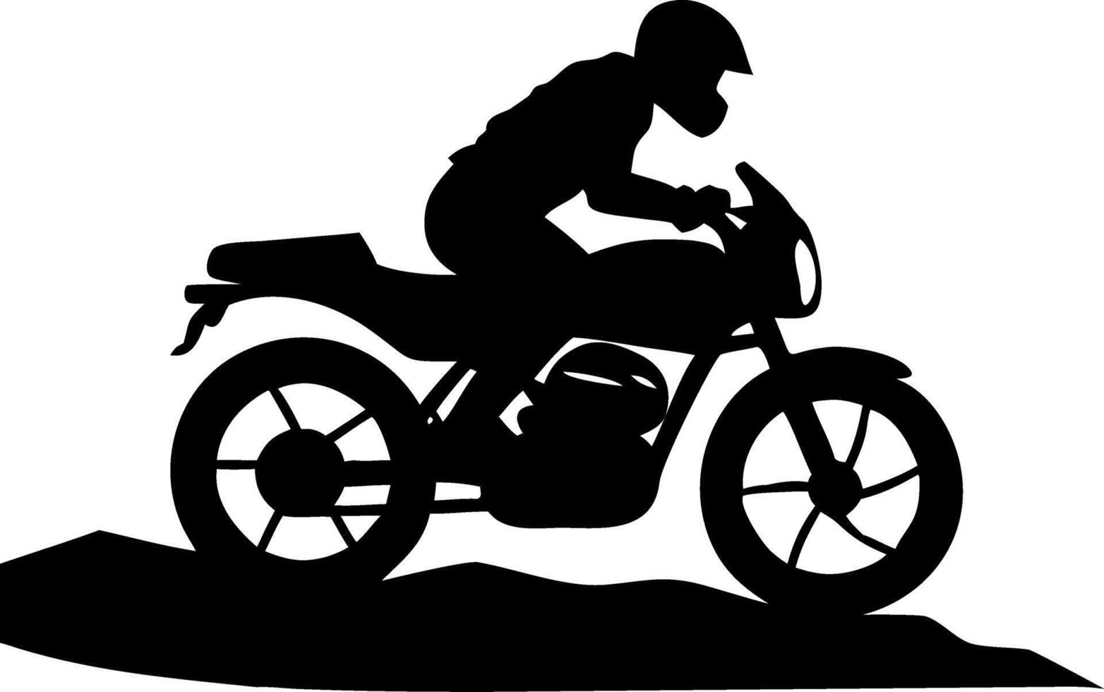 Silhouette of a Motorcycle Rider on a Dirt Trail Perfect for Tattoo Design or Graphic Art vector