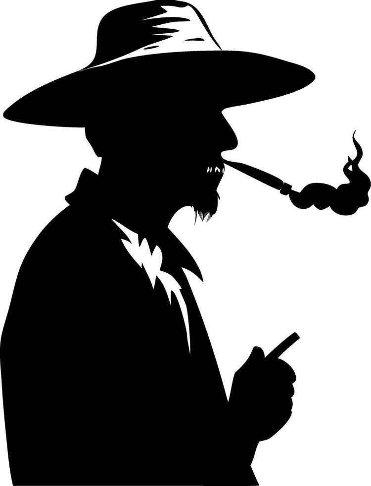 Refined Gentleman Smoking Pipe Silhouette Ideal for Vintage Designs and Tattoo Inspirations vector