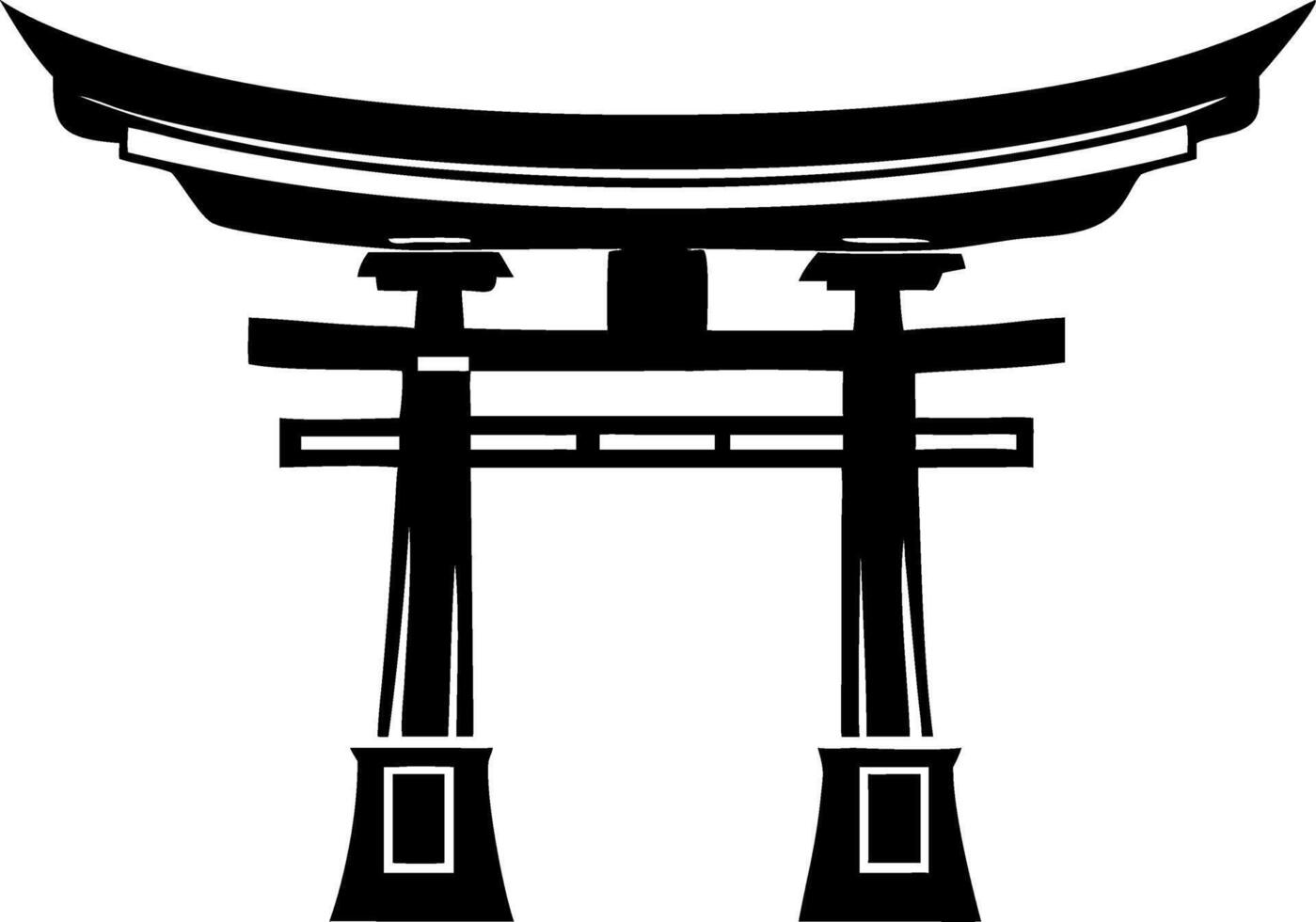 Japanese Torii Gate Silhouette for Tattoo Design or Coloring Page vector