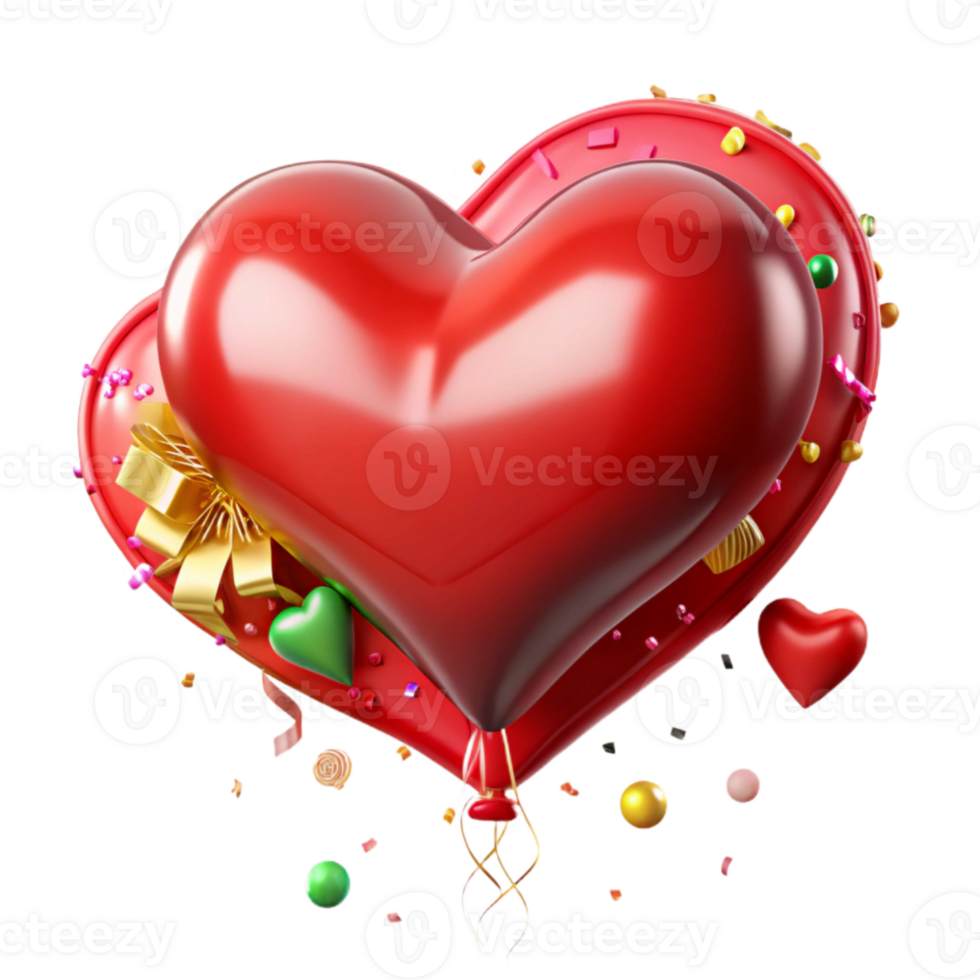 impressive abstract Birthday Balloon Heart Shape Red Isolated premium png