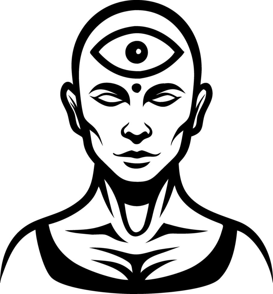 Meditative Figure with Third Eye Symbol Spiritual Embrace of Mindfulness and Awareness vector