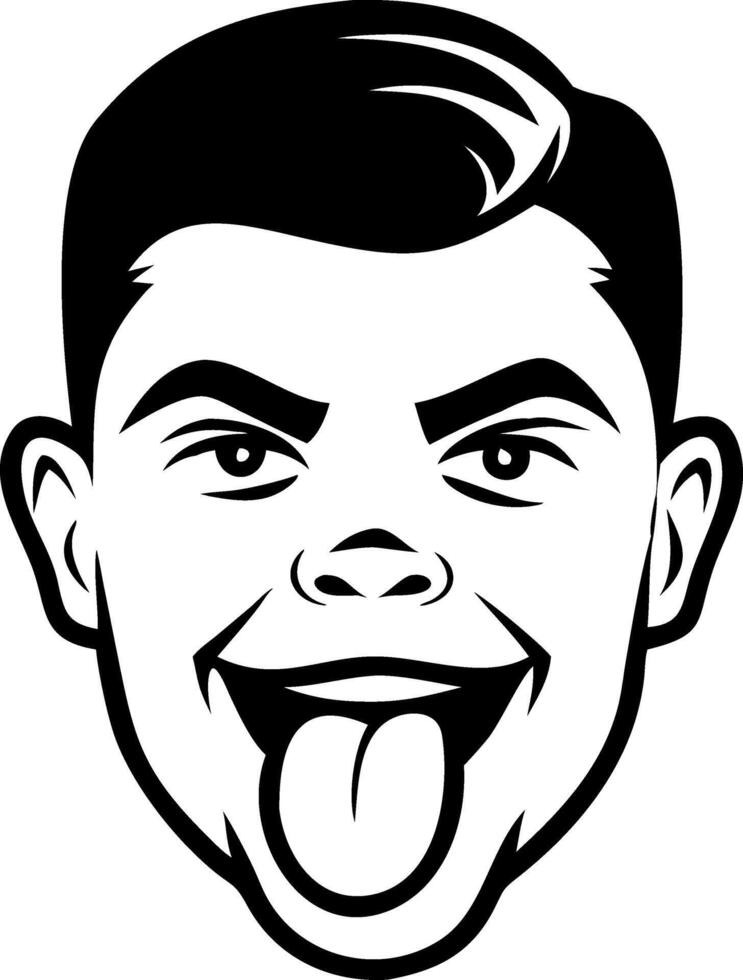 Playful Cartoonish Boy Face Sticking Out Tongue Ideal for Coloring Books and Fun Designs vector