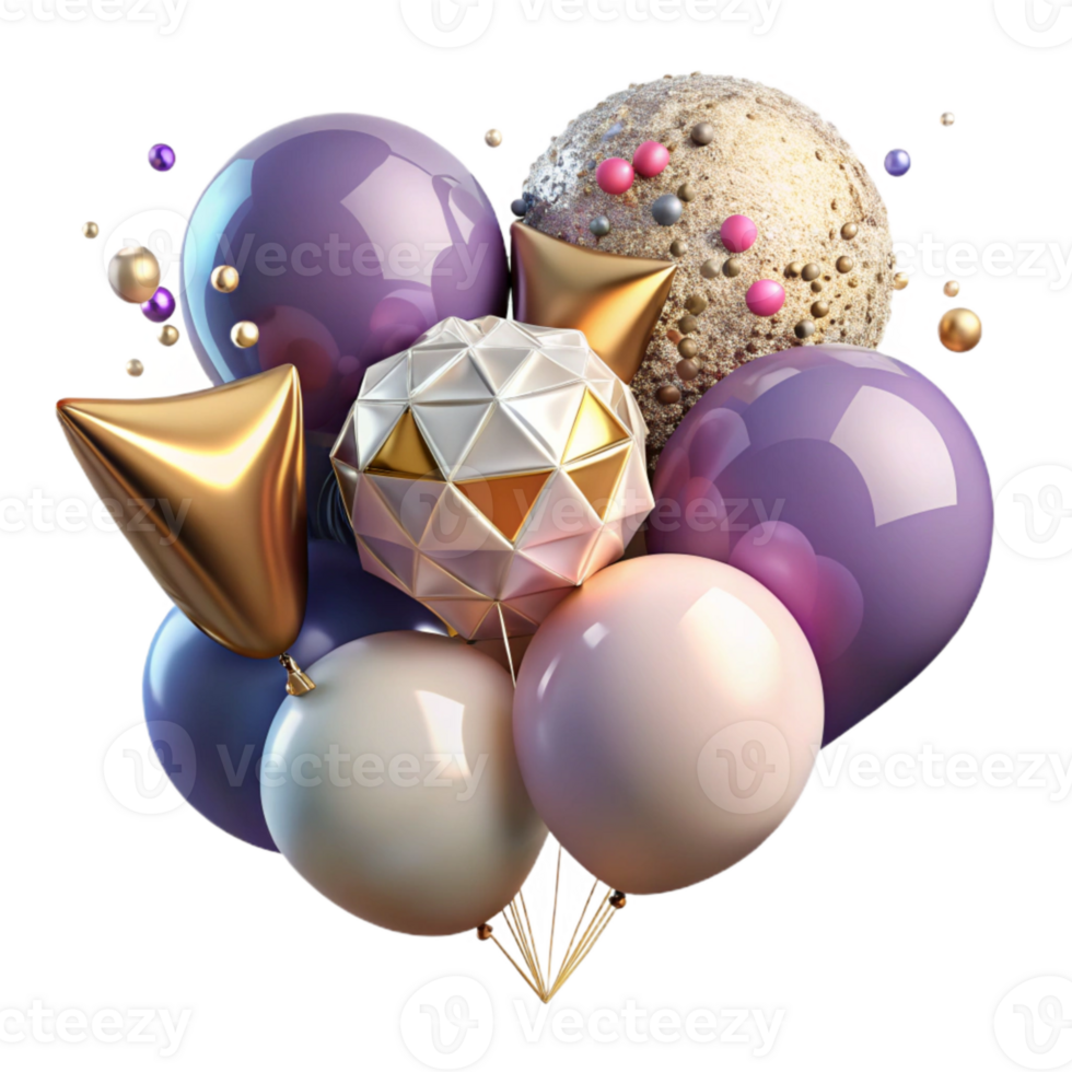 elegant modern Birthday Balloons Celebration Cutout for Scrapbooking authentic png