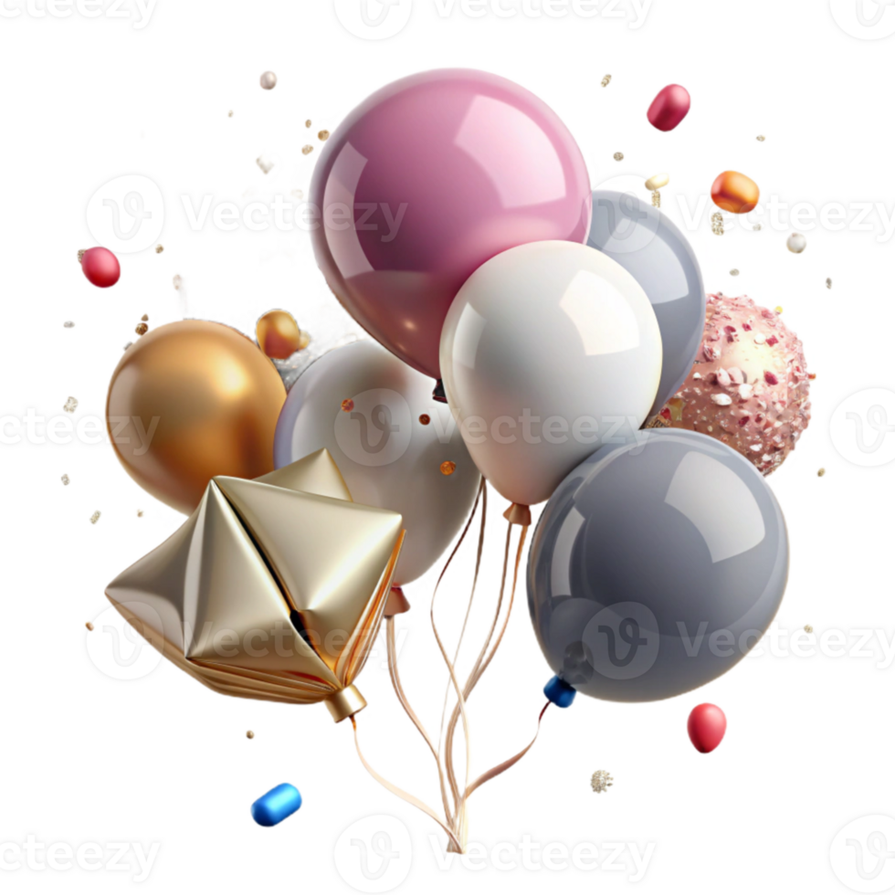 elegant minimalist Birthday Balloons Celebration Cutout for Scrapbooking authentic png