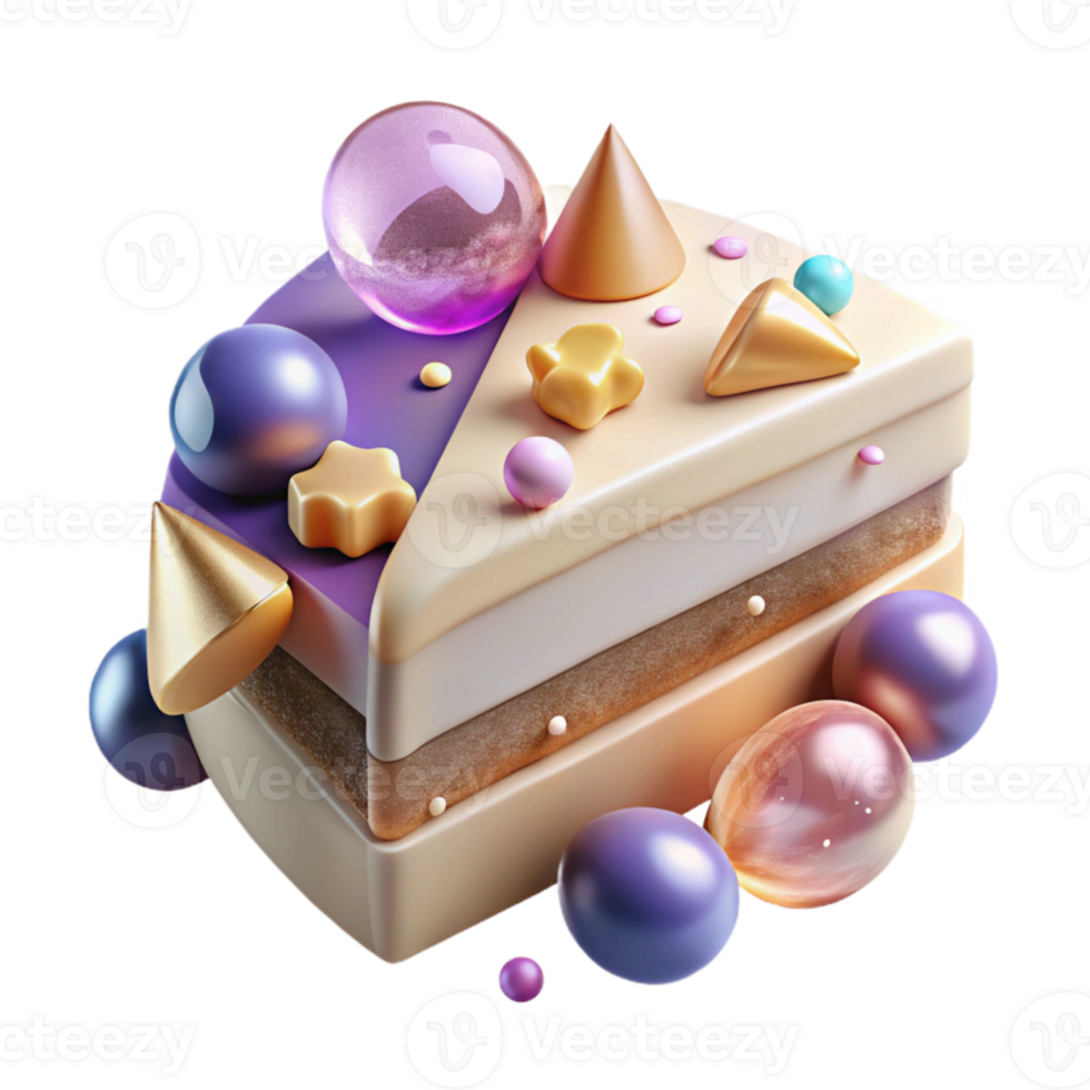 vibrant creative Birthday Cake Slice Transparent for Dessert Graphics premium png