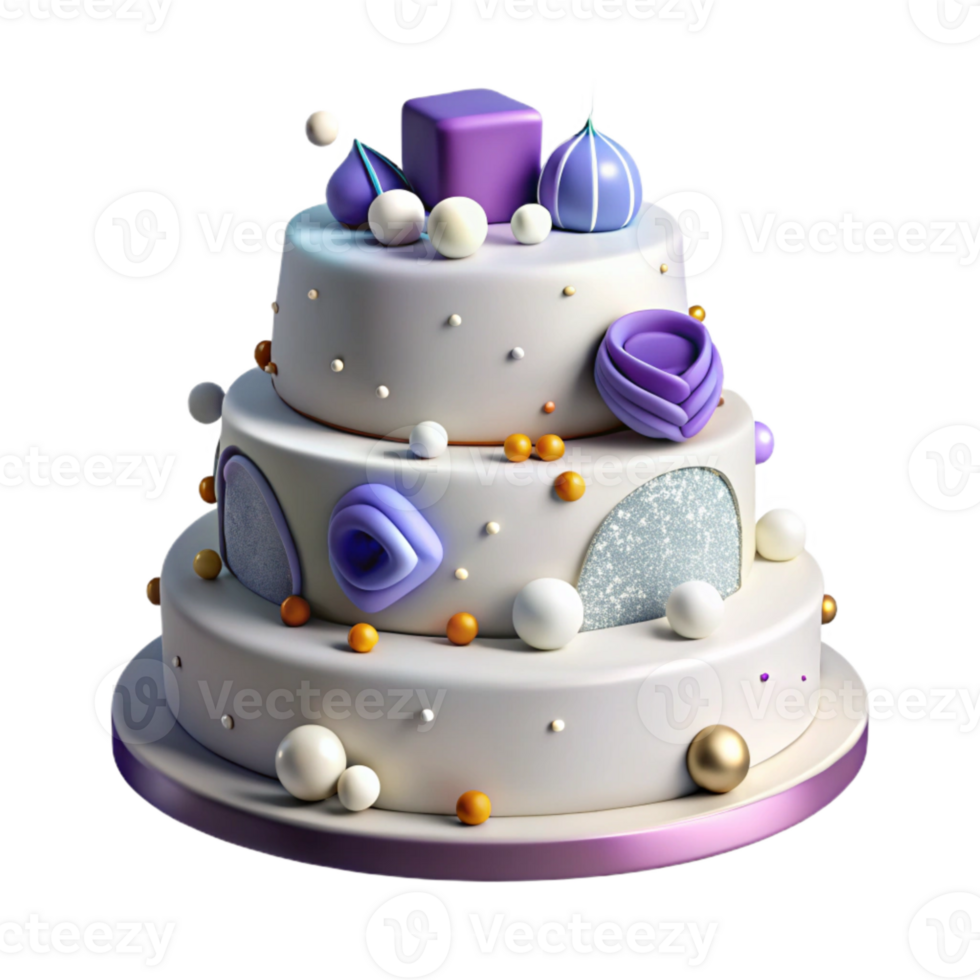 elegant classic Birthday Cake Tiered White Frosting Cutout exclusive png