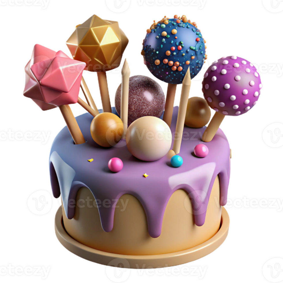 beautiful traditional Birthday Cake Pops Cutout for Dessert Graphics premium png