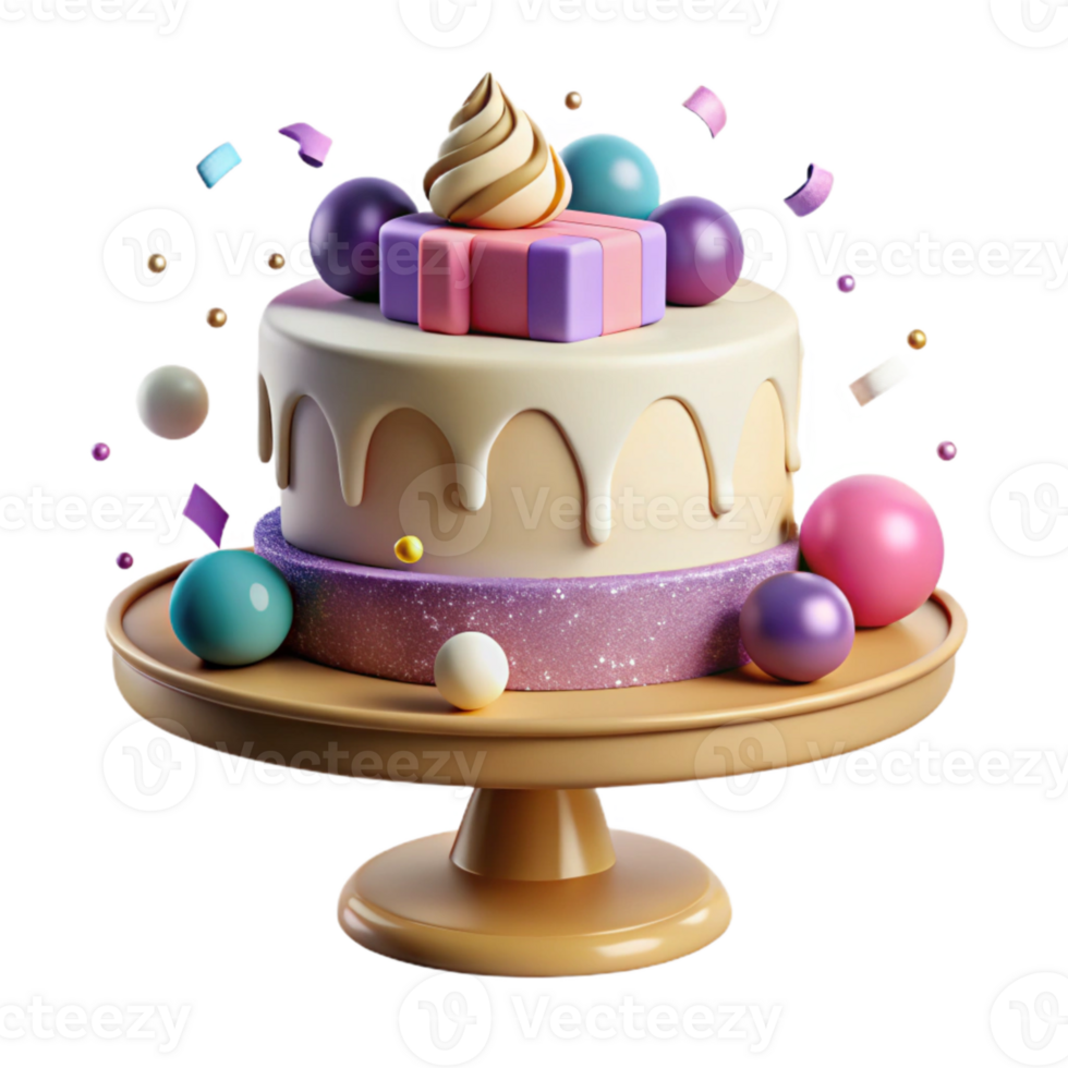 elegant abstract Birthday Cake Stand Cutout for Dessert Displays detailed png