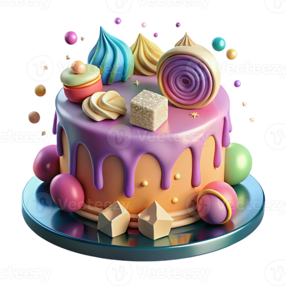 vibrant abstract Birthday Cake with Colorful Candles Cutout authentic png