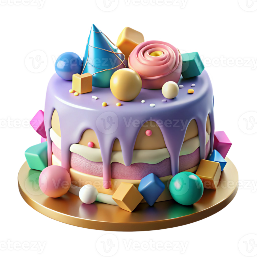 serene minimalist Birthday Cake with Colorful Candles Cutout detailed png