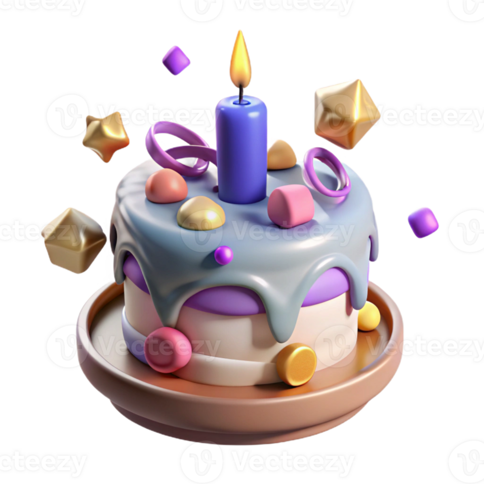 wonderful abstract Birthday Cake with One Candle Cutout for First Birthday authentic png