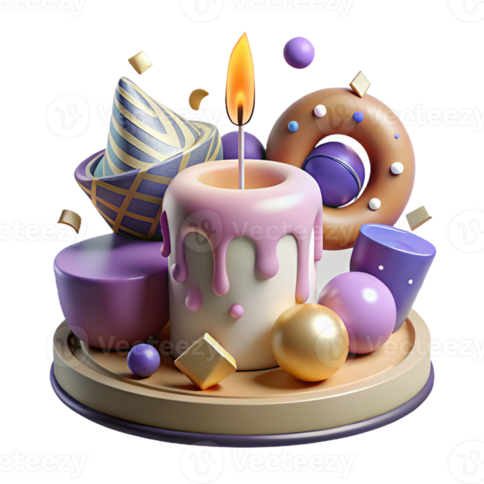 impressive creative Birthday Candle with Decorative Base Cutout for Elegant Cakes png