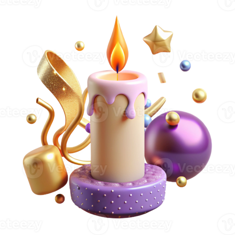 extraordinary creative Birthday Candle with Glittery Flame Transparent for Magical Effects professional png