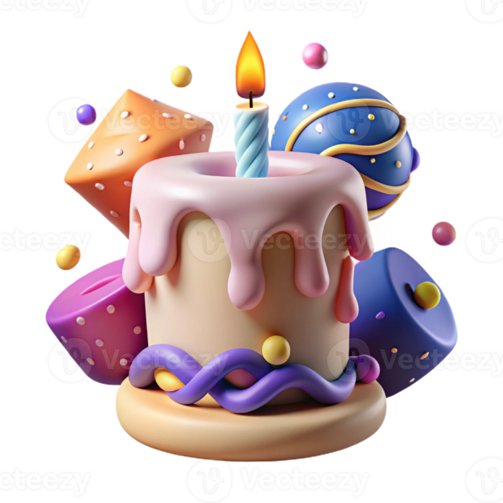 impressive creative Birthday Candle with Icing Decoration Cutout for Cake Designs high resolution png