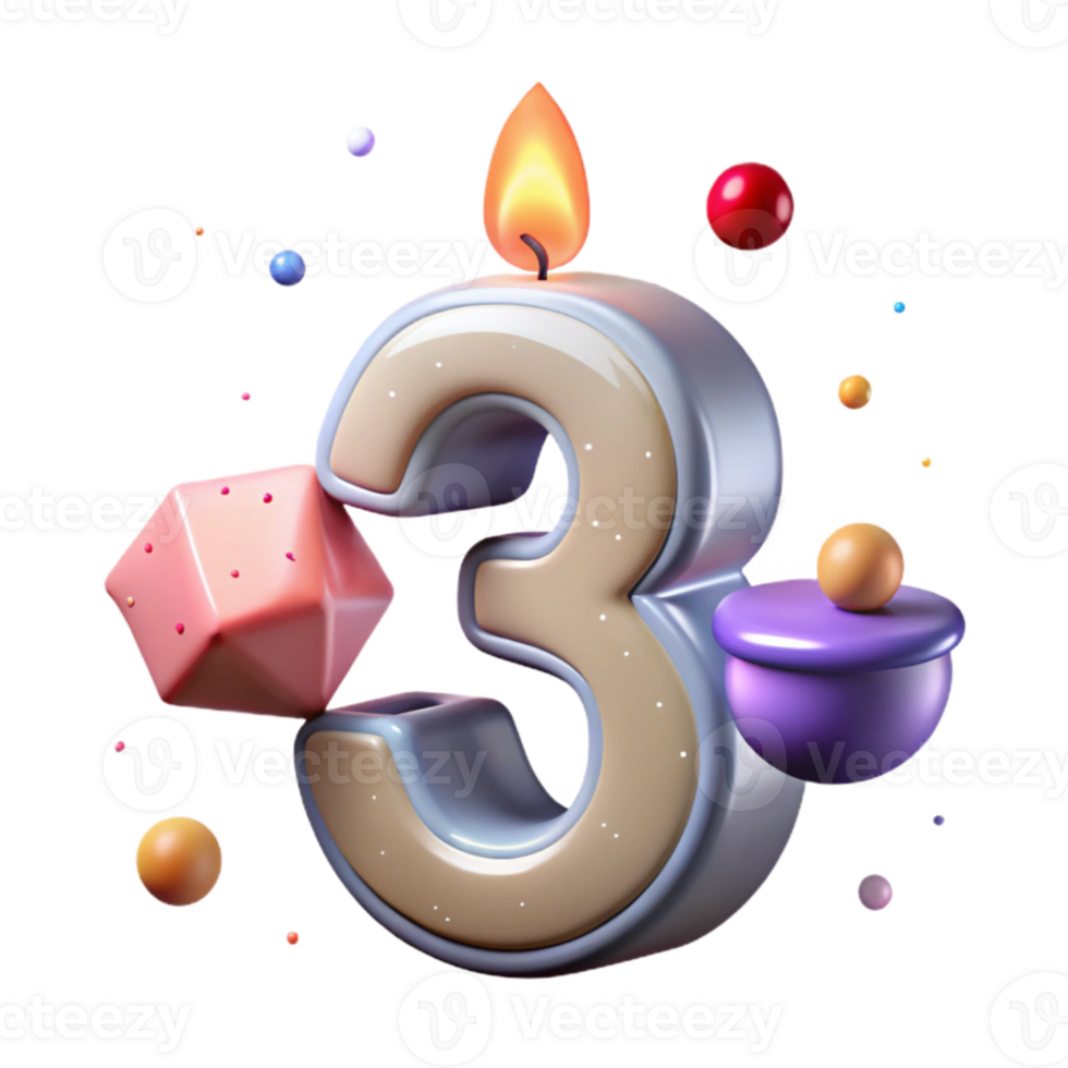 wonderful creative Birthday Candle with Number 1 Cutout for First Birthday png