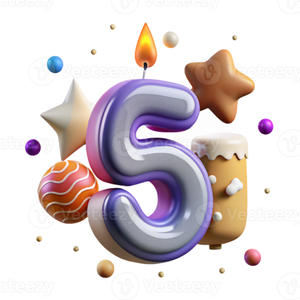 stunning abstract Birthday Candle with Number 1 Cutout for First Birthday high quality png