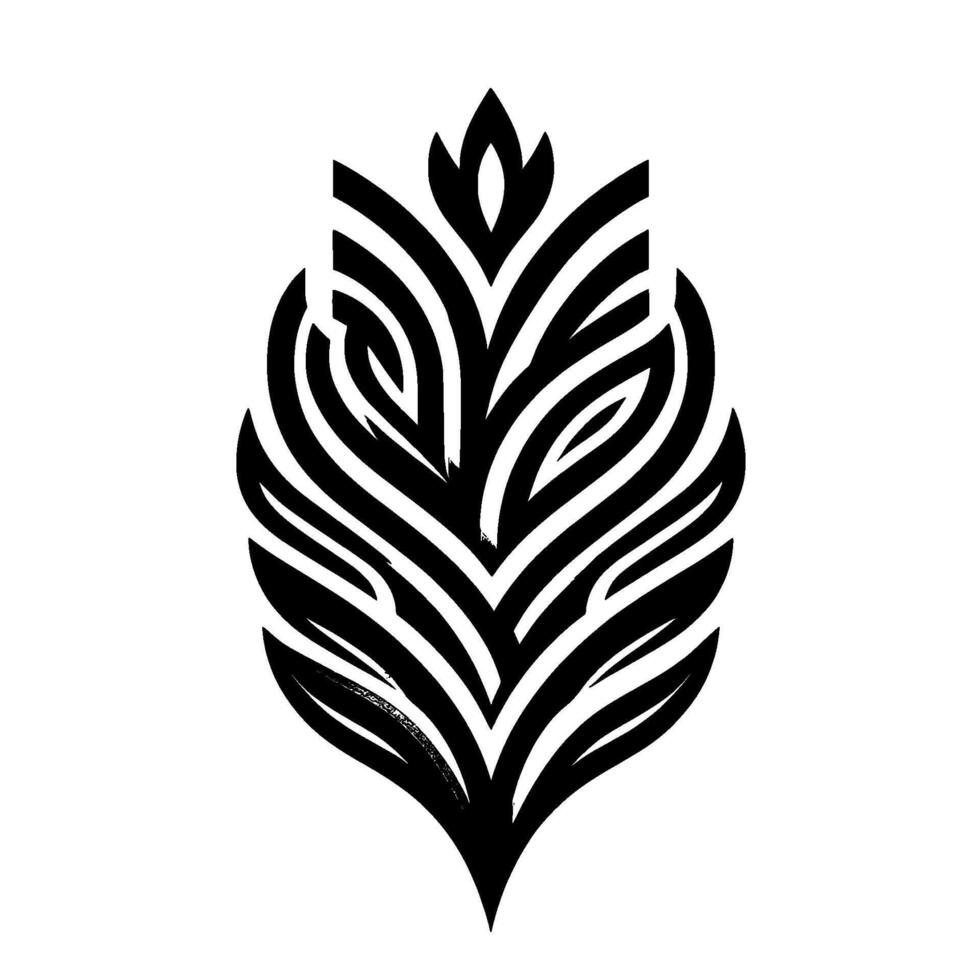 Abstract Black and White Foliage Modern, Minimalist, Geometric Floral with Linear Pattern, on a white background vector