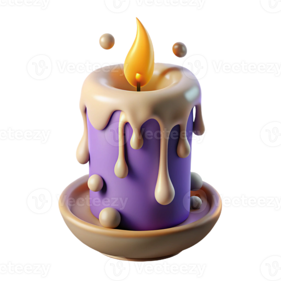 beautiful artistic Birthday Candle with Wax Dripping Down Cutout for Realistic s professional png