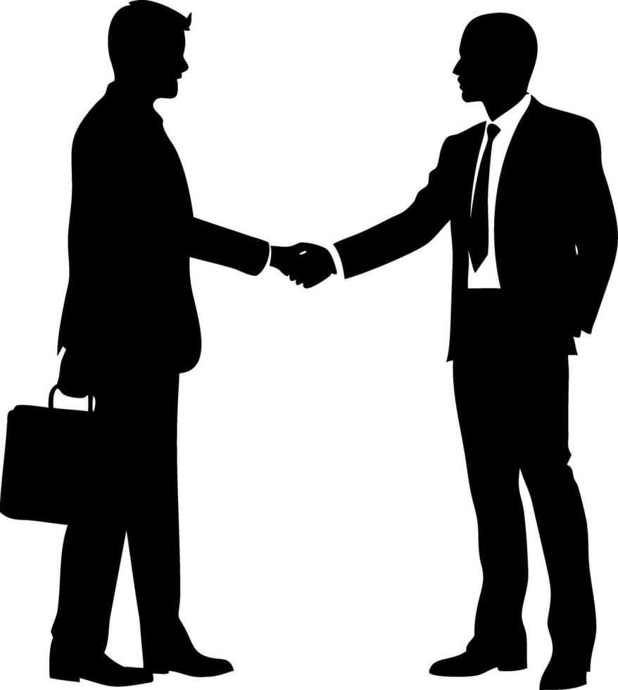 Businessmen Handshake Silhouette Representation of Agreement and Networking Opportunities vector