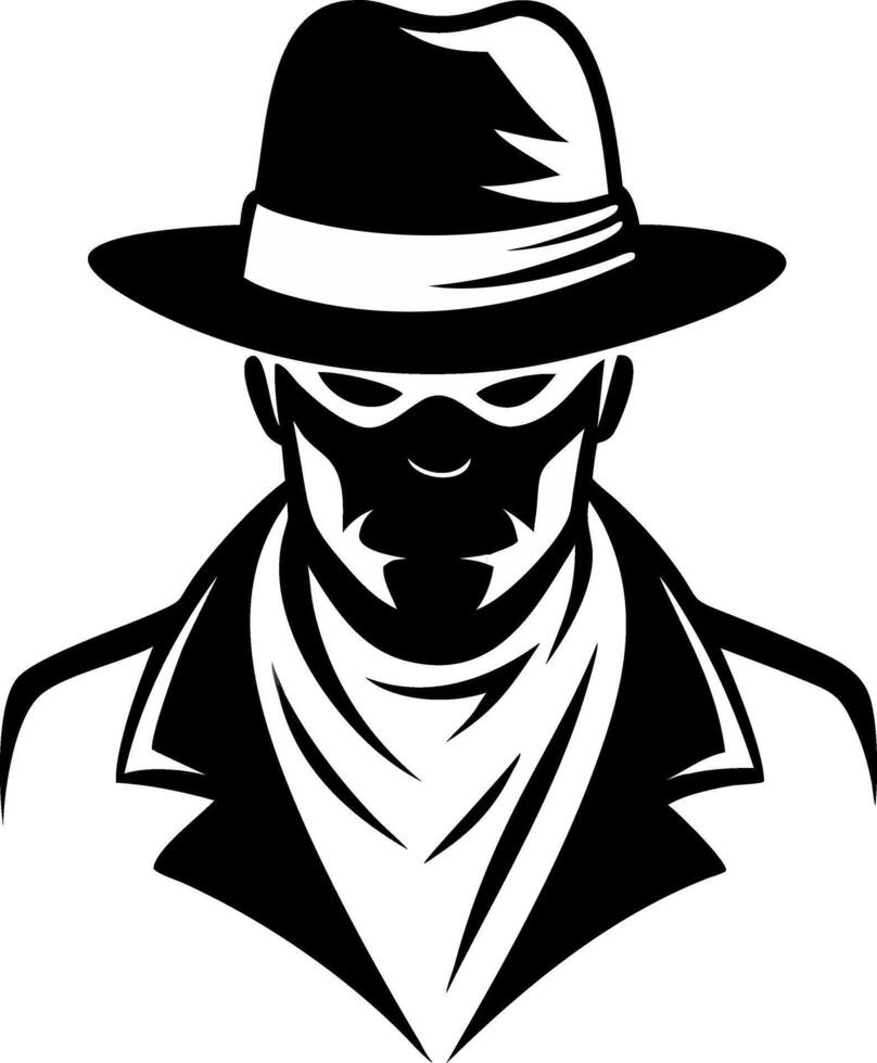 Mystery Man with Hat and Scarf for Tattoo Design and Graphic Projects vector