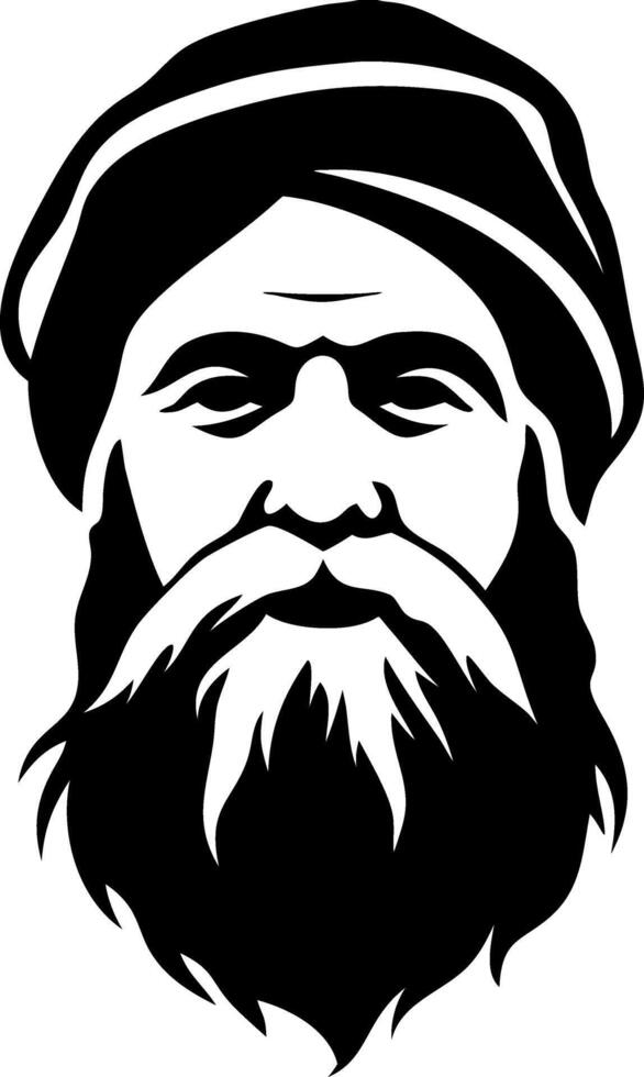 Bearded Man Portrait Traditional Headdress Vintage Style Illustration Design vector
