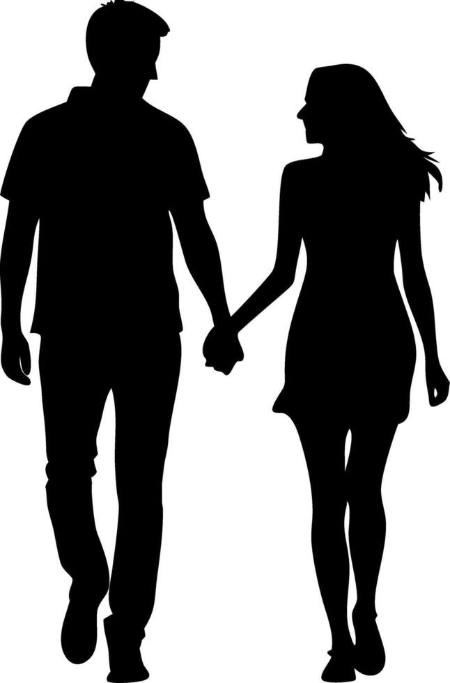 Silhouette of a Couple Holding Hands Symbolizing Love and Connection for Relationship Designs vector