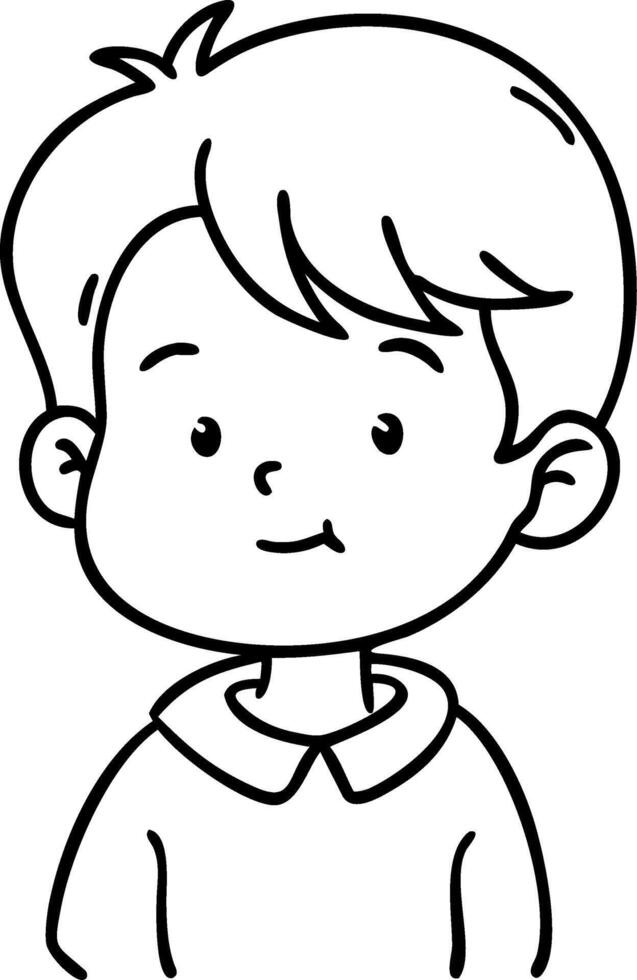 Cute Cartoon Boy Face Outline for Coloring Book and Childrens Art Projects vector