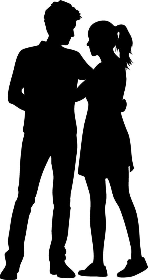 Couple Embracing Silhouette Design Perfect for Romantic Illustrations and Tattoo Art vector