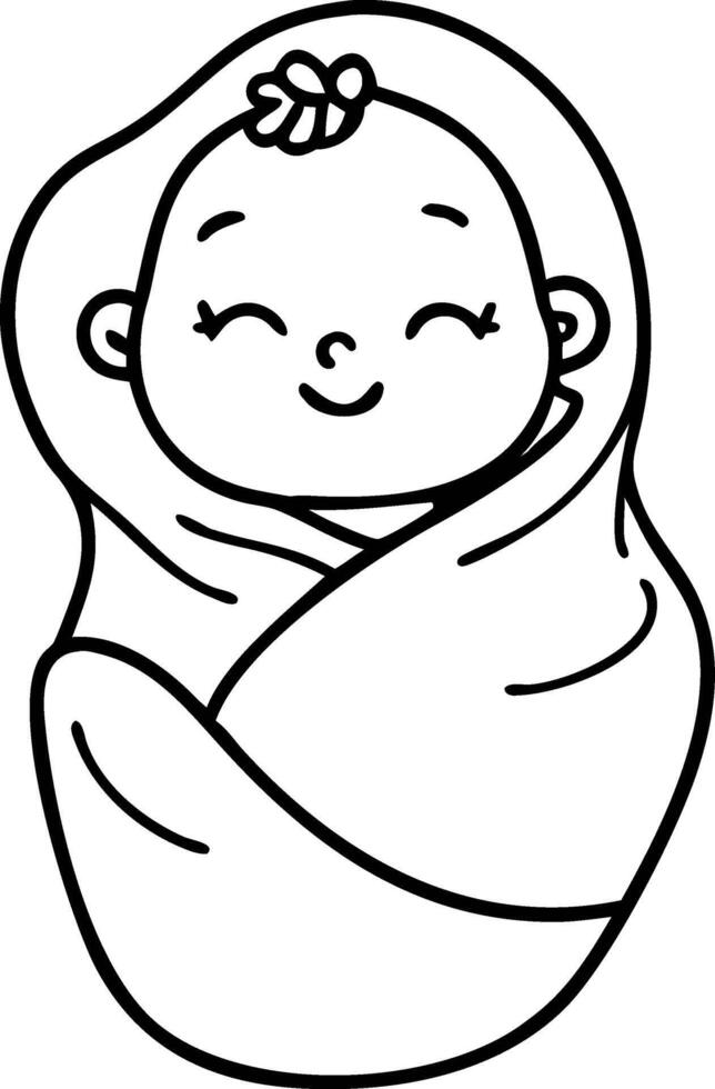 Cute Wrapped Baby Character Illustration for Baby Shower Invitations and Nursery Decor vector