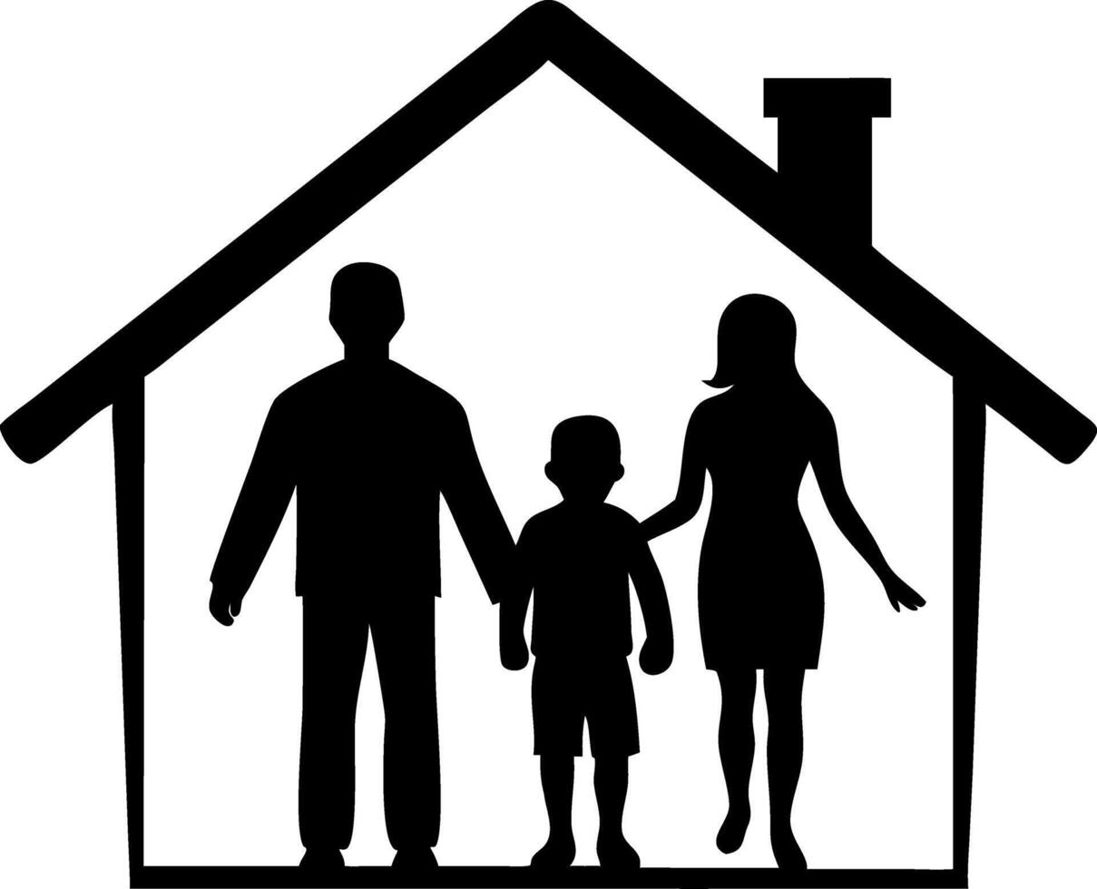 Silhouette Family Inside House Perfect for Home Decor and Family Counseling Illustrations vector