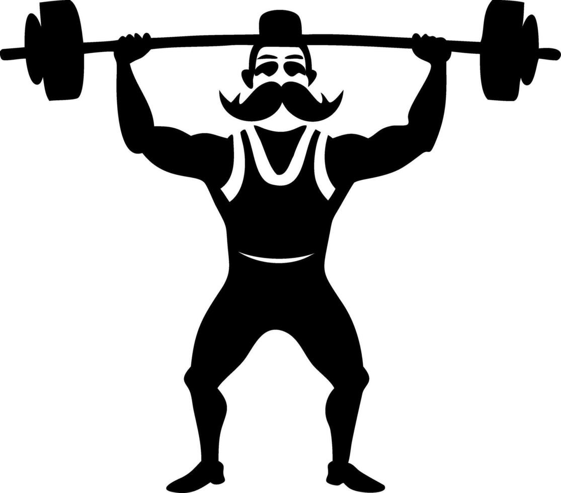 Vintage Strongman Lifting Barbell Graphic Ideal for Fitness Tattoos and Gym Decor vector