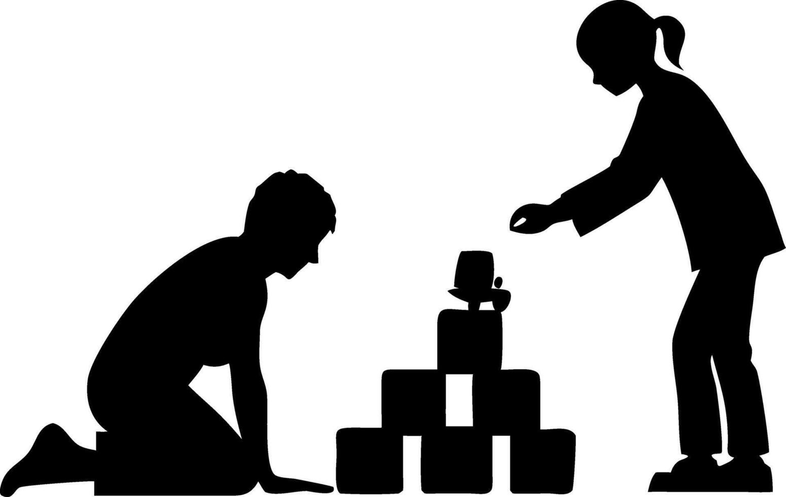 Creative Playful Children Building Blocks Silhouette Ideal for Educational Materials and Designs vector