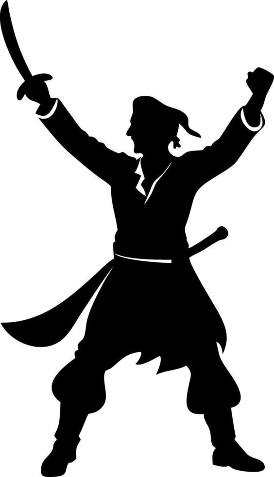 Dynamic Pirate Silhouette with Sword Celebrating Adventure and Freedom vector
