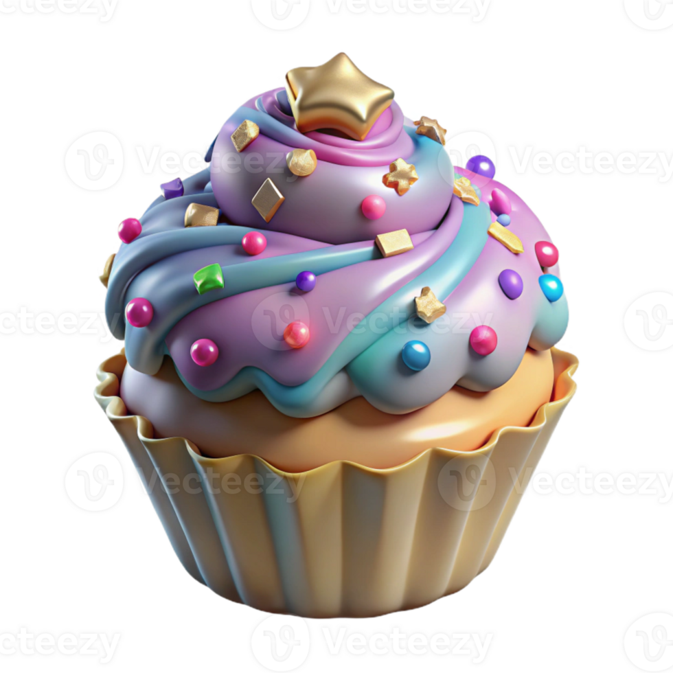 elegant classic Birthday Cupcake with Sprinkles Cutout authentic png