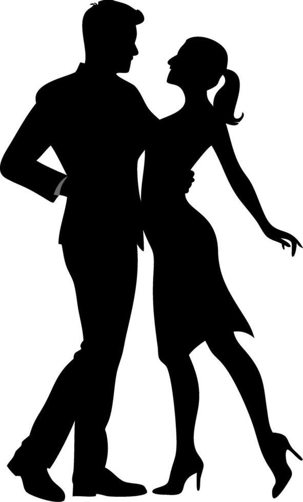 Couple Dancing Silhouette Elegant Love Relationship Motion Graceful Art for Decor and Prints vector