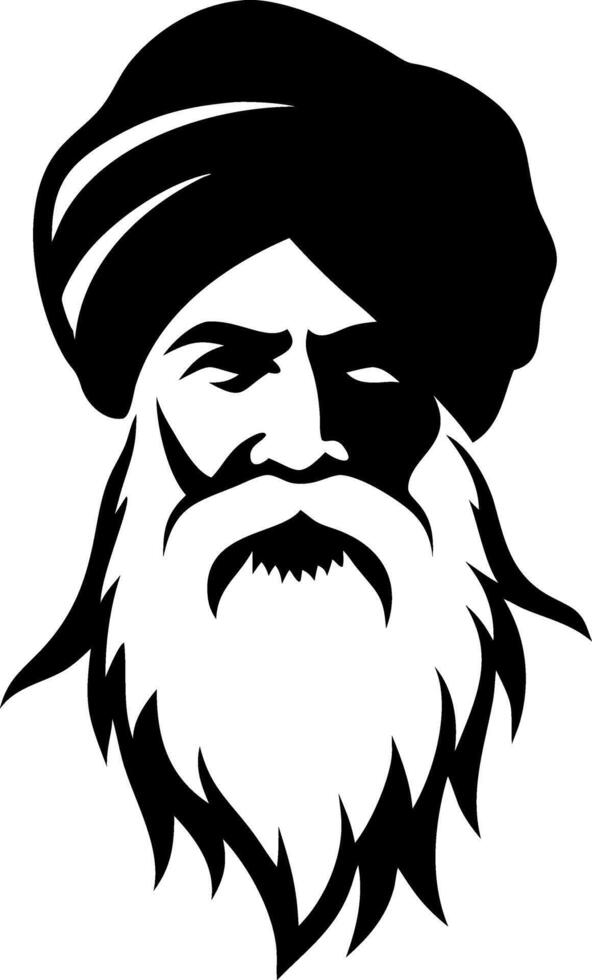 Detailed Illustration of a Bearded Man in Traditional Headwear Ideal for Cultural Designs vector