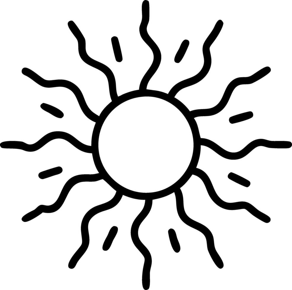Radiant Sun Illustration with Bold Rays for Tattoo Designs and Coloring Projects vector