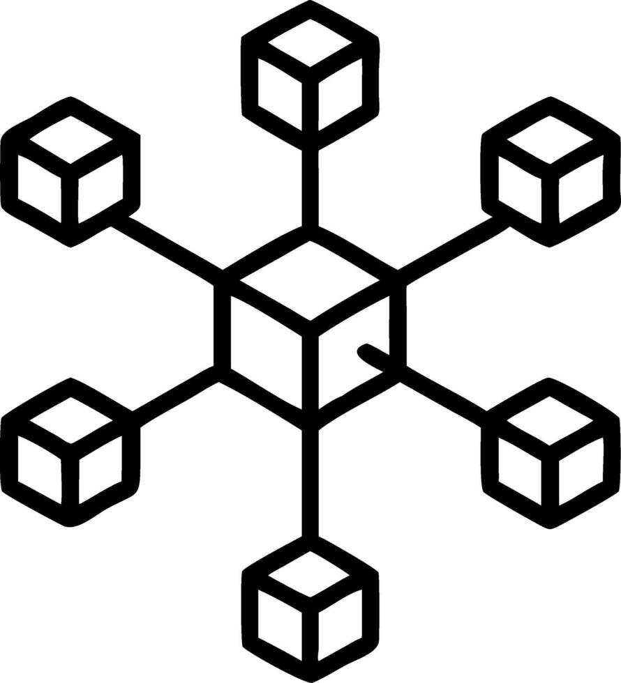 Blockchain Network Structure Representing Decentralized Connectivity and Data Sharing vector