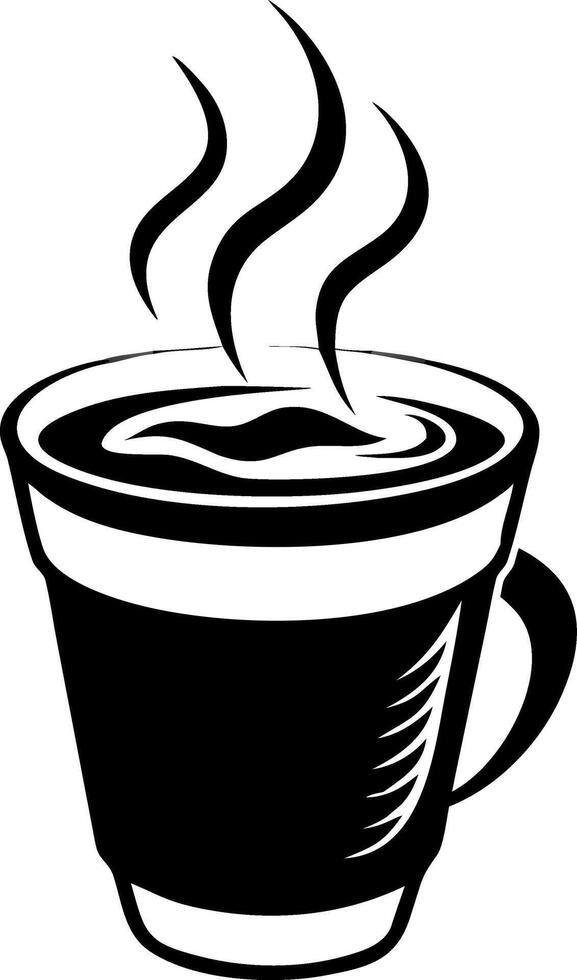 Stylish Black Coffee Cup with Steam Design Ideal for Cafe Branding and Tattoo Art vector